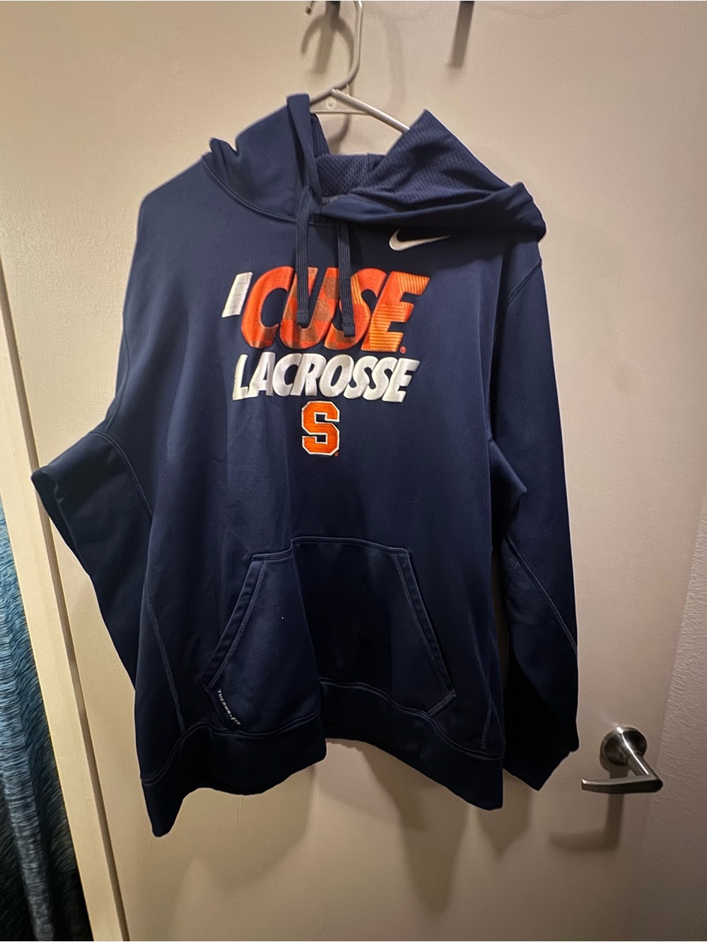 Vintage Nike Navy Crewneck Pullover with Orange & White 'Cuse Lacrosse Logo